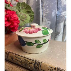 Vintage Ceramic Floral Trinket Dish Bowl with Lid Made in Japan